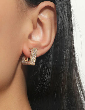SQUARE Crystal Hoop Earrings
